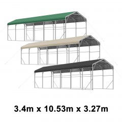 Single Carport 3.4m x 10.53m x 3.27m Backyard Portable Vehicle & Boat Shelter with Wrapped Roof