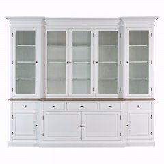 Hamptons Buffet Sideboard Glass Doors Hutch Bookcase 