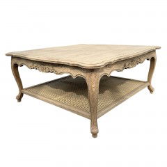 French Provincial Furniture Square Coffee & Tea Table in Natural 