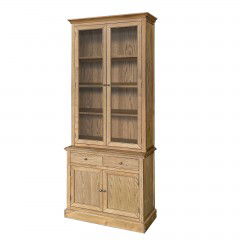 Hampton Halifax 2 Glass Door Hutch Display and Buffet Cabinet Bookcase Cupboard Natural