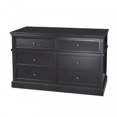 Hamptons 6 Drawers Chest Cabinet BLACK WHITE