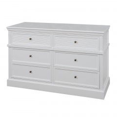 Hamptons Coastal Seaside 6 Drawer Dresser Tallboy Cabinet in BLACK WHITE