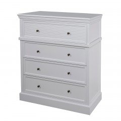 Hamptons Coastal Seaside 4 Chest of Drawers Tallboy Cabinet in BLACK WHITE