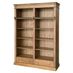 Hamptons Open Library Bookcase with Ladder 170cm Width in Natural