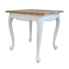 French Provincial Bed End Side Lamp Table in White with Natural Oak Top