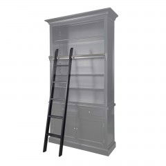 Ladder of Open Library Bookcase White Black & Natural