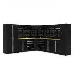 UltraTools 3200/3550mm x 550mm x 2025mm Black Economy Workshop Garage Storage Cabinet Set