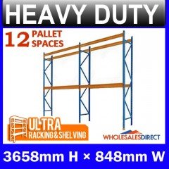 Pallet Racking 2 Bay System 3658mm High 12 Pallet Spaces