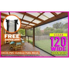 120CM X 240CM Heavy Duty PVC Clear Patio Cafe Blinds Outdoor UV Protect Awning