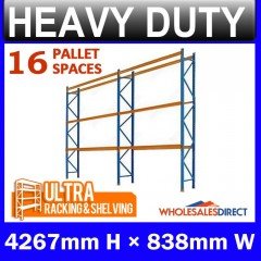 Pallet Racking 2 Bay System 4267mm High 16 Pallet Spaces