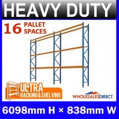 Pallet Racking 2 Bay System 6098mm High 16 Pallet Spaces