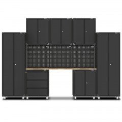 UltraTools 3380mm x 480mm x 2319mm  Black Workshop Garage Storage Cabinet Set