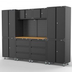 UltraTools 2704mm x 500mm x 1870mm  Black Workshop Garage Storage Cabinet Set