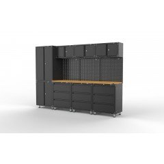 UltraTools 2710mm x 480mm x 1870mm Black Workshop Garage Storage Cabinet Set