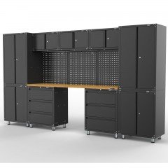 UltraTools 3380mm x 480mm x 1870mm Black Workshop Garage Storage Cabinet Set
