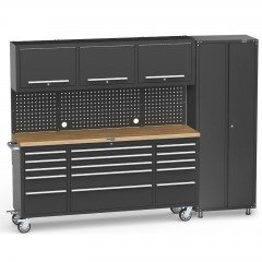 UltraTools Black 72" Mobile Work Bench with 15 Drawers Tool Chest & 3 Door Cabinet + 1 Standing Cabinet				
