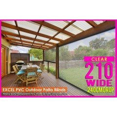210CM X 240CM Heavy Duty PVC Clear Patio Cafe Blinds Outdoor UV Protect Awning