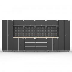 UltraTools 4056mm x 500mm x 1870mm Black Workshop Garage Storage Cabinet Set