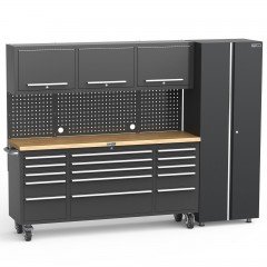 UltraTools Black 72" Mobile Work Bench with 15 Drawers Tool Chest & 3 Door Cabinet + 1 Standing Cabinet				