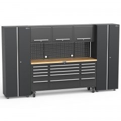 UltraTools Black 72" Mobile Work Bench with 15 Drawers Tool Chest & 3 Door Cabinet + 2 Standing Cabinets		