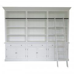 Hamptons Halifax 3 Bay Buffet and Hutch Bookcase with Ladder