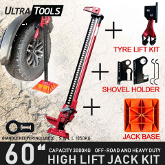 COMBO - High Lift 60" Farm Jack Kit Tyre Lift Kit + Shovel Holder + Jack Base + Handle Keeper