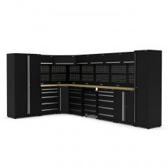 UltraTools 2450/4300mm x 550mm x 2025mm Black Economy Workshop Garage Storage Cabinet Set