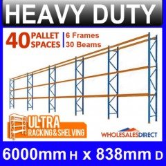 Pallet Racking 5 Bay System 6098mm High 40 Pallet Spaces