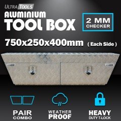 Aluminium Ute Tool Box 1.5mm 750x250x400mm Undertray Underbody Vehicle Storage UltraTools