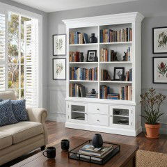 Hamptons Versatile Bookcase Cabinet with cupboard and drawers White