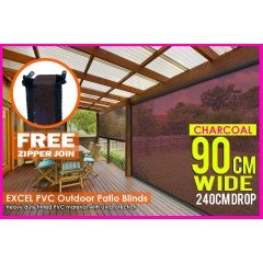 90CM X 240CM Heavy Duty PVC Tinted Patio Cafe Blinds Outdoor UV Protect Awning