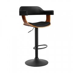 Artiss Bar Stool Curved Gas Lift Pu Leather - Black And Wood