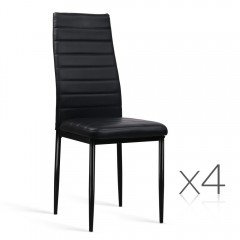 Set Of 4 Dining Chairs Pvc Leather - Black