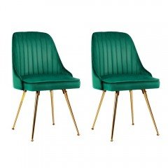 Artiss Set Of 2 Dining Chairs Retro Chair Cafe Kitchen Modern Metal Legs Velvet Green