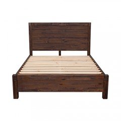 Bed Frame Double Size In Solid Wood Veneered Acacia Bedroom Timber Slat In Chocolate