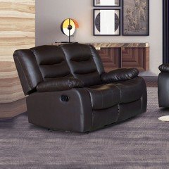 2 Seater Recliner Sofa In Faux Leather Lounge Couch In Brown