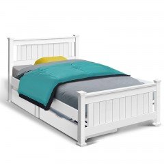 Artiss Wooden Bed Frame Timber Single Size Rio Kids Adults Storage Drawers Base