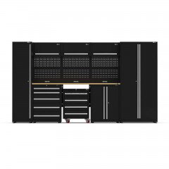 UltraTools 3650mm x 550mm x 2025mm Black Economy Workshop Garage Storage Cabinet Set