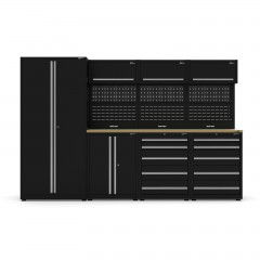 UltraTools 3150mm x 550mm x 2025mm Black Economy Workshop Garage Storage Cabinet Set
