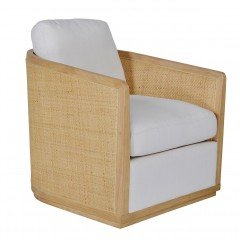 Brighton Linen and Rattan Curved Back Armchair
