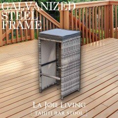 Set of 2 La Joie Living Tahiti Outdoor Bar Stool Chair Furniture Rattan Wicker Steel Frame