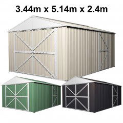 Garage Shed 3.44m x 5.14m x 2.4m with Double Barn Door Workshop