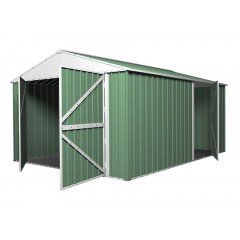 [CLEARANCE] Garage Shed 5.1m x 3.5m x 2.3m Rivergum Green with Double Barn Door Workshop