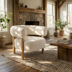 Scandi-Modern Tub Accent Chair with Latte and Butter Cream Colour
