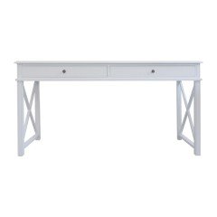 Hamptons Halifax Side Cross Console Hall Table/ Study Desk in White