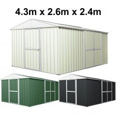 Garden Shed 4.3m x 2.6m x 2.4m Double Barn Door + PA Door  Extra Frame - 3 Frames Design