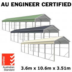 Carport 3.6 x 10.6m x 3.51m (Gable) Backyard Boat Portable Vehicle Shelter