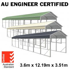 Carport 3.6 x 12.19m x 3.51m (Gable) Backyard Boat Portable Vehicle Shelter