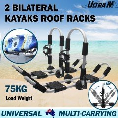 UltraMotor Universal Folding Aluminum 2 Bilateral J-Bar Canoe Carrier Kayak Rack 
