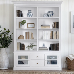Hamptons Versatile Bookcase Cabinet with cupboard and drawers White